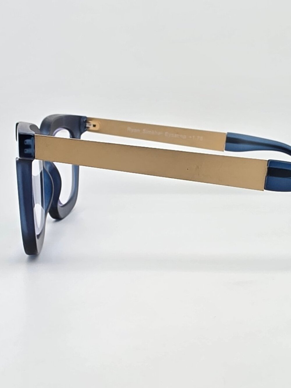 Ryan Simkhai Olivia Matte Blue Gold +1.75 Blue Light Blocking Reading Glasses - Picture 3 of 12